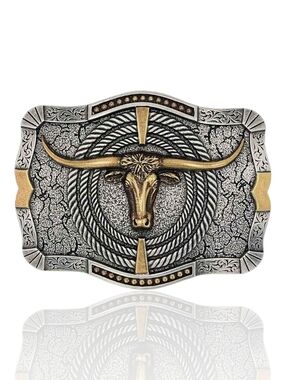 Montana Silversmiths Mens Roping Ready Longhorn Attitude Belt Buckle NEW!